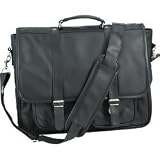 Embassy Solid Genuine Leather Attaché Case Roomy Interior Saddlebag Closure Multiple Pockets