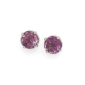 14K White Gold Prong Set Amethyst Earring Studs by Katarina Jewelry