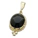 14K Yellow Gold Genuine Onyx Cabochon Fashion Pendant