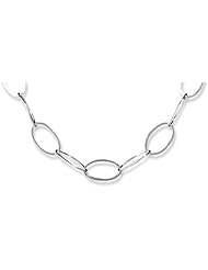 Sterling Silver 17 Inch Polished Oval Flat Link Necklace