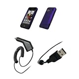 HTC Droid Incredible – Premium Purple Rubberized Snap-On Cover Hard Case Cell Phone Protector + Rapid Car Charger + USB Data Charge Sync Cable for HTC Droid Incredible