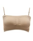 Seamless Khaki Beige Tube Top Bra Adjustable Removable Cups and Straps