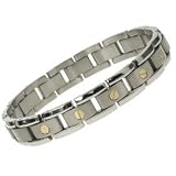 Titanium Bracelet with 18K gold. It is light & strong with satin finish on the inside, and polished on the outside. 8 in length