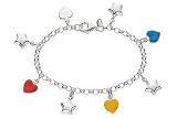 Childrens Sterling Silver Multicolored Enamel Charm Bracelet