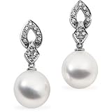 1 8K Palladium White Gold South Sea Cultured Pearl/Dia Er 1 2mm Fn/ 1/ 4Cttw