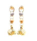 14k Tricolor Gold Dangle Elephant Earrings