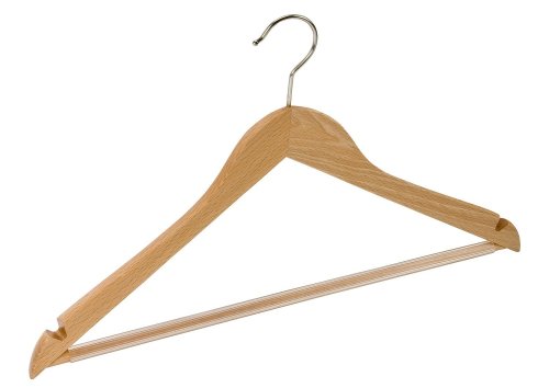 WENKO 15103163100 Formb&uuml;gel Job - Kleiderb&uuml;gel mit rutschfestem Hosensteg und Rockeinkerbung, k&ouml;rpergeformt, Holz, 45 cm