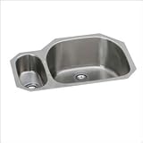 Elkay Gourmet Collection EGUH3221L 32 Undermount Double Bowl Stainless Steel Sink with 18-Gauge, 8 Large Bowl Depth, 3-1/2 Drain and Sound Guard Undercoating: Small Bowl On Left