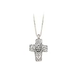 Sterling Silver Angel Swirl Design Cross Pendant with Chain