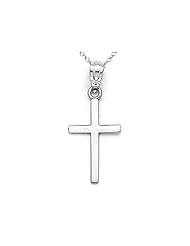 14kt White Gold Small Polished Cross Pendant - Chain Included