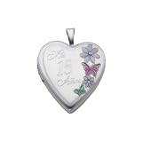 Sterling Silver Pink Enamel Engraved Heart 