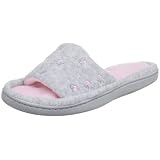 Isotoner Embroidered Terry Open Toe Slippers Slides