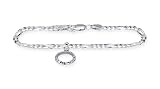 Ring Charm Figaro Chain Bracelet Sterling Silver