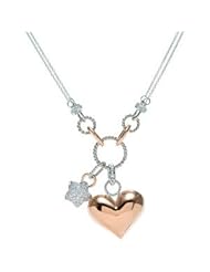 Clevereves 14K Rose White Gold 1 2 Ct Tw 17.00 Inch Diamond Heart Necklace