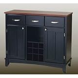 Black Buffet w/ Cherry Wood Top (Black) (35.5H x 41.75W x 16.5D)