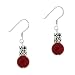 Sterling Silver .925 Genuine Carnelian Stone Bead 8mm Dangle Bali Bead Earrings