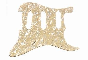 Strat Pickguard Cream Pearloid 3-ply 11 Holes