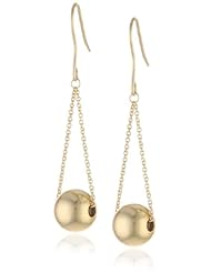 Goldtone Finish Silver Long Chain French Wire Ball Drop Earrings