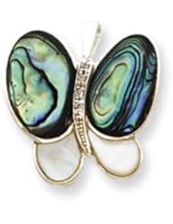 Sterling Silver CZ Mother of Pearl & Abalone Pin