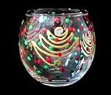 Christmas Trees Design - Hand Painted - 5 oz. Votive with candle