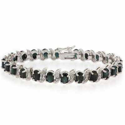 Sterling Silver Genuine Sapphire and Genuine Diamond Accent Bracelet