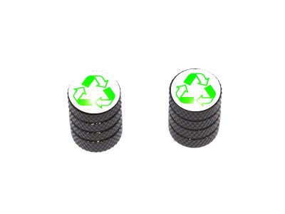 Recycle - Conservation Motorcycle Bike Bicycle - Tire Rim Schrader Valve Stem Caps - Black onSale