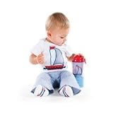 Mud Pie Boathouse Baby Cotton Tee-Shirt, Blue Seersucker Pants, and Decorated Socks Set, Sailboat, 0 – 6 Months