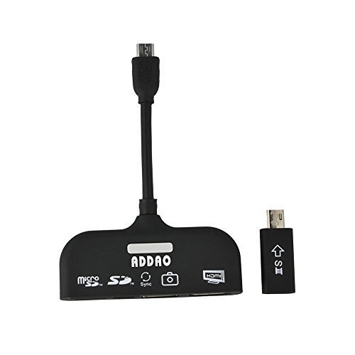 AddaoÂ® 5 in 1 Multifunction MHL Micro USB MHL To HDMI HDTV Adapter Connection Kit and OTG Card Reader For Samsung Galaxy S3 SIII i9300 / S4 SIV i9500 / Note 2 II N7100 / Note 3 III N9000 N9002 N9005 N9006 N9008 N9009 / HTC One----Black