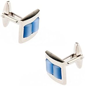 Double Cat Eye Light Blue Metal Cufflinks