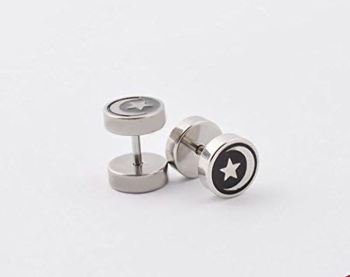 Jewelryfinds Fashion Jewelry Korean Men Titanium Steel Earrings Moon And Stars