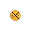 Railroad Crossing RR X-ing Round Tin Sign