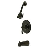 Kingston Brass KB8635FL Royale Tub and Shower Faucet With French Scroll Handle, Oil Rubbed Bronze [並