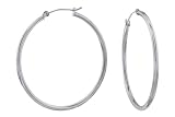 14K White Gold 2x40mm Lite Hoops