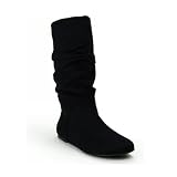 Classic Slouch Mid-Calf Flat Boots Black