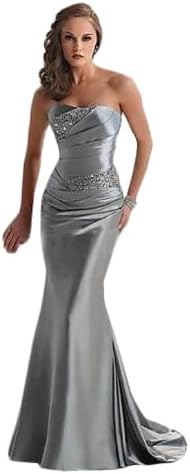 IBEAUTY DRESS Beading Strapless Mermaid Long Evening Dress q50(US 14Grey)