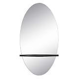 Oval Mirror with Black Shelf by Visiondecor Furniture