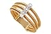18K Rose Gold Triple-Strand Hand-Woven Mesh Ring, Enhanced with Bezel-Set Diamonds.