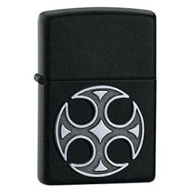 Zippo Lightrer Medieval Cross Emblem, Black Matte