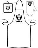 Oakland Raiders Grilling Apron Set Fan-Friendly Sports Includes A Matching Mit And Potholder