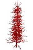 6' Pre-Lit Fire Red Tinsel Artificial Christmas Twig Tree - Red Lights