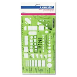 Staedtler Template, Architect and Builder, 9.25 x 5.25 Inches, Scale 0.25 = 1, Green (977125)