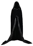 ANGELWARDROBE Halloween Hood Cloak MEDIEVAL Wedding Cape Black-Black-3XL