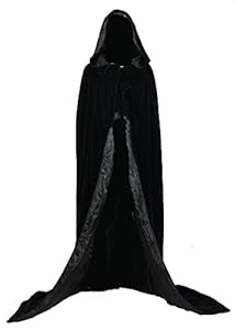 ANGELWARDROBE Halloween Hood Cloak MEDIEVAL Wedding Cape Black-Black-3XL
