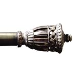 Adjustable Window Curtain Rod Set with Urn Shaped Basketweave Finials - Antique Brass by everydayhomeoutlet