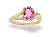 14K Yellow Gold Oval Created Pink Sapphire Ring