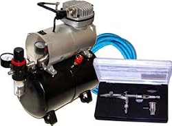 MAS SB82 Dual Action Sidebowl Airbush with Tank Compressor and Hose