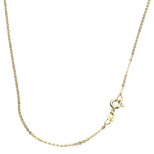 18k Gold-Flashed Sterling Silver Flat Fine Cable Nickel Free Chain Italy, 16″