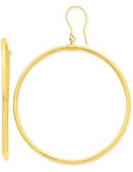 2mm, 14k Yellow Gold, Extra Large Tube Hoop Dangle Earrings, 55mm