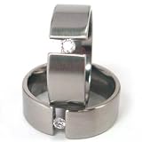 New 8mm Titanium Tension Set Ring, White Sapphire Bands, Free Sizing 4.5-11