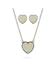 Mother of Pearl Heart Necklace and Earring Set - Clearance Final Sale